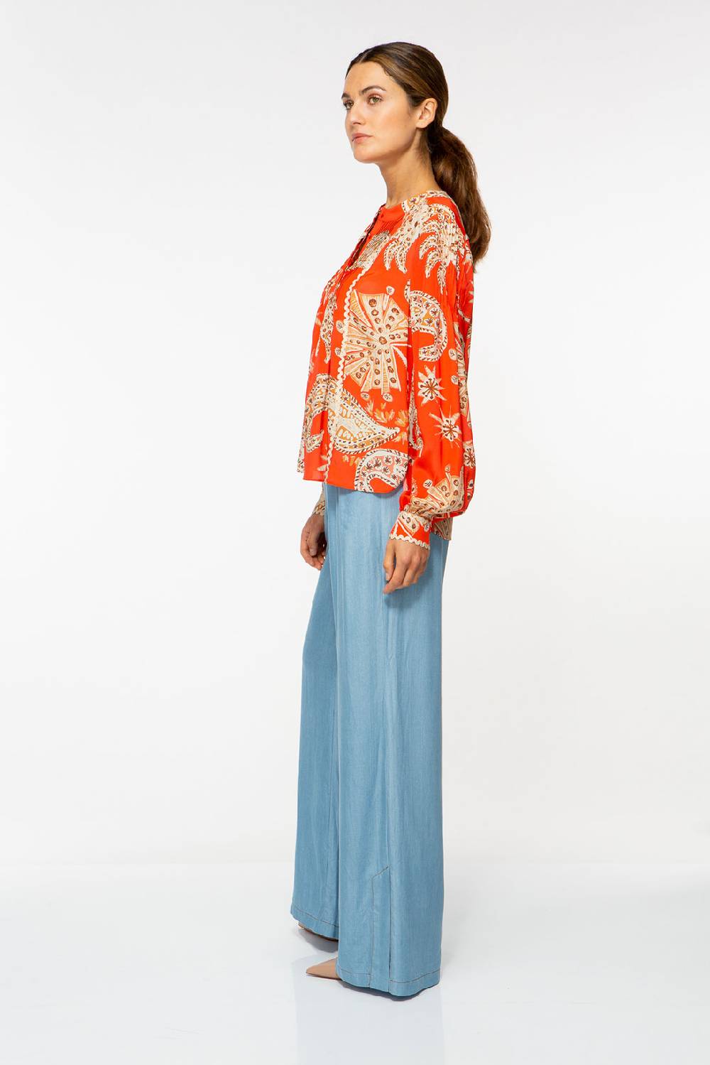 IVI GmbH PALM VIBES Seidenbluse mit Biesen rot Letzte 3 Tage