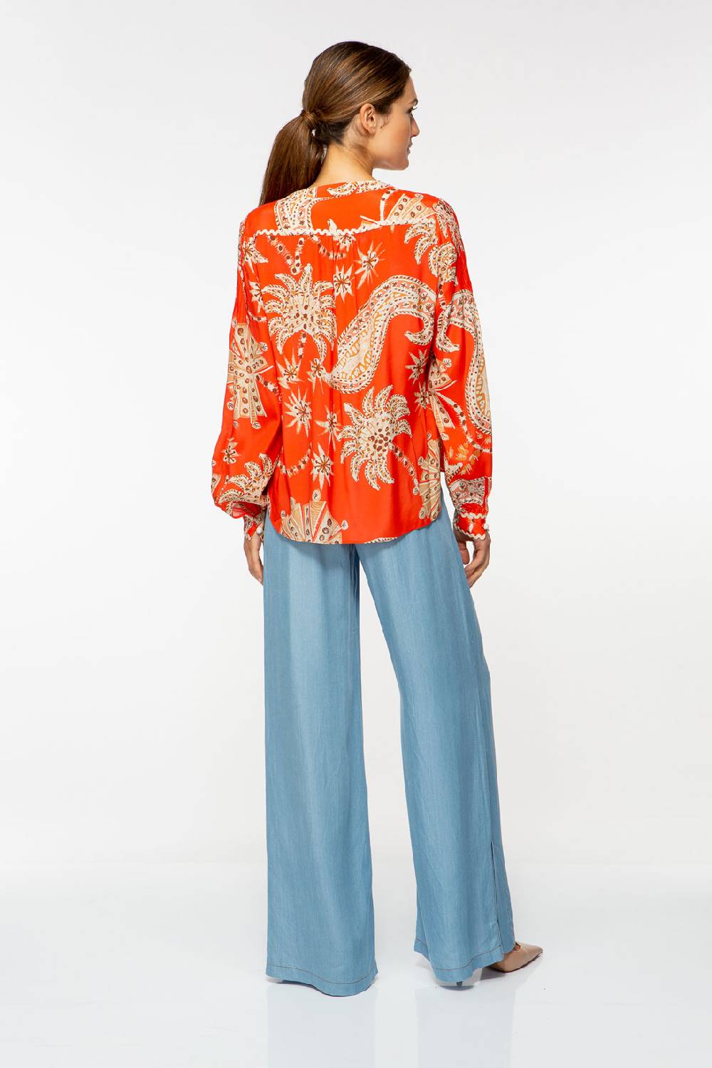 IVI GmbH PALM VIBES Seidenbluse mit Biesen rot Letzte 3 Tage