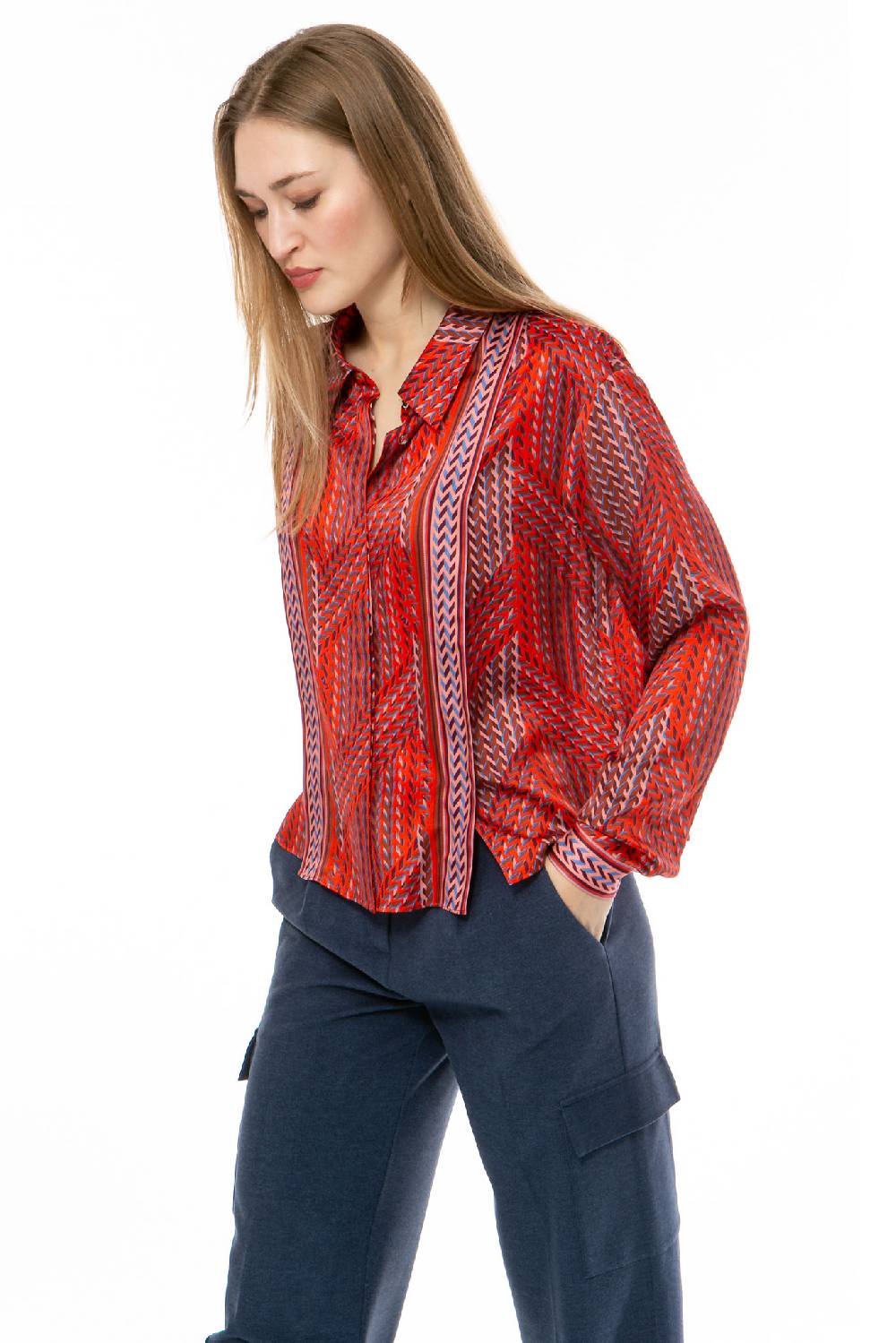IVI GmbH STRIPES Cropped Bluse rot Vierteljährliche Förderung