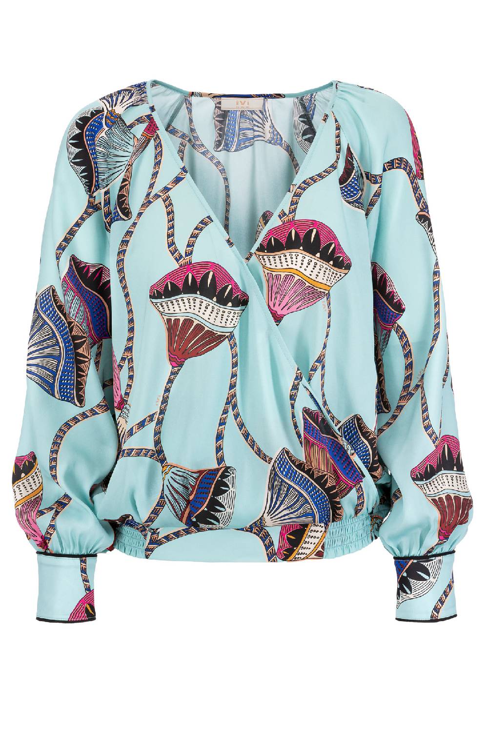IVI GmbH LOTUS BLOSSOM Wickelbluse türkis 50% Rabatt für begrenzte Zeit