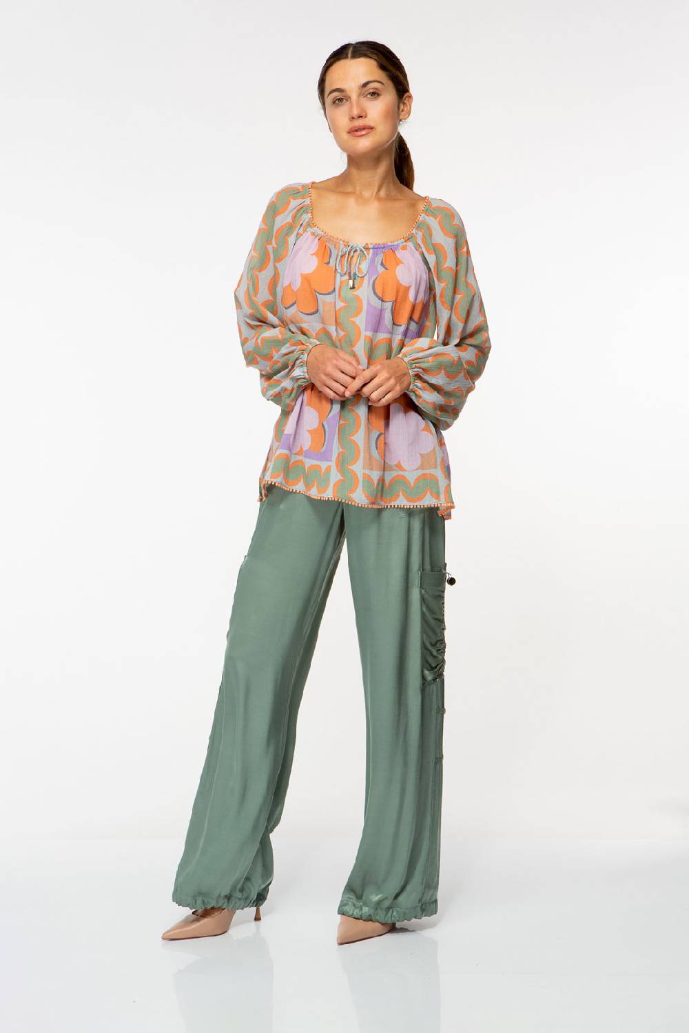 IVI GmbH CHECKED FLOWER Baumwollbluse mit Print multicolor Fabrikverkauf