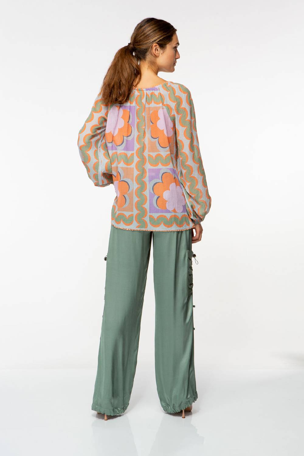 IVI GmbH CHECKED FLOWER Baumwollbluse mit Print multicolor Fabrikverkauf