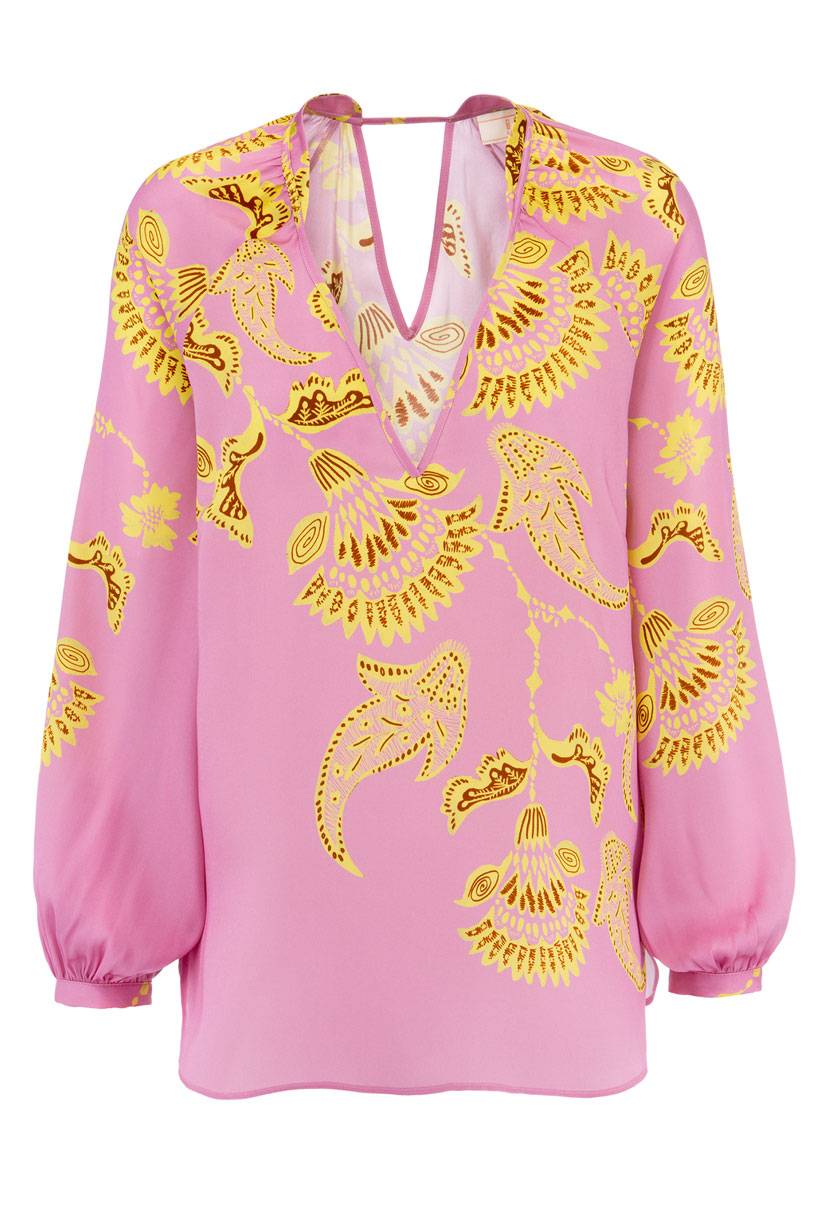 IVI GmbH CORAL FLOWER Seidenbluse mit Print pink Flash Sale
