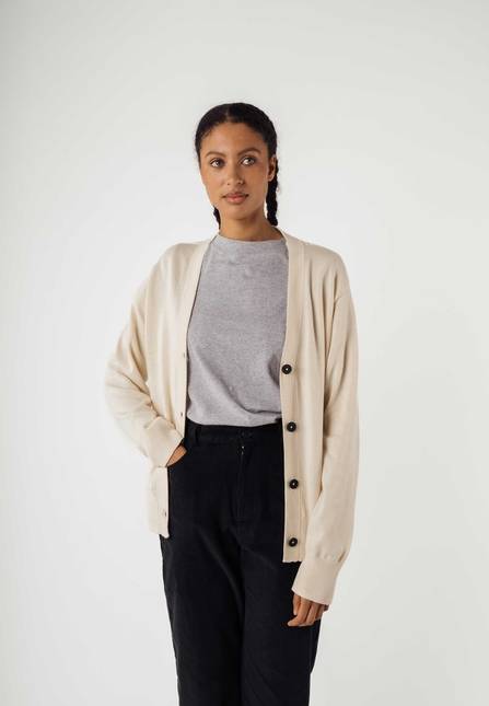Melawear Damen Basic V-Neck Feinstrick Cardigan SURINA