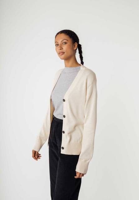 Melawear Damen Basic V-Neck Feinstrick Cardigan SURINA Exklusivangebot