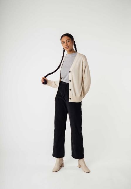 Melawear Damen Basic V-Neck Feinstrick Cardigan SURINA Exklusivangebot