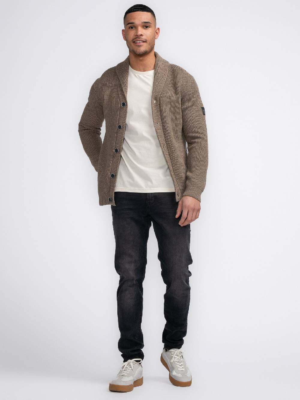 Petrol Industries M-3040-KWC282 Men Knitwear Collar Cardigan (7140 Oak) Fabrik Onlineshop