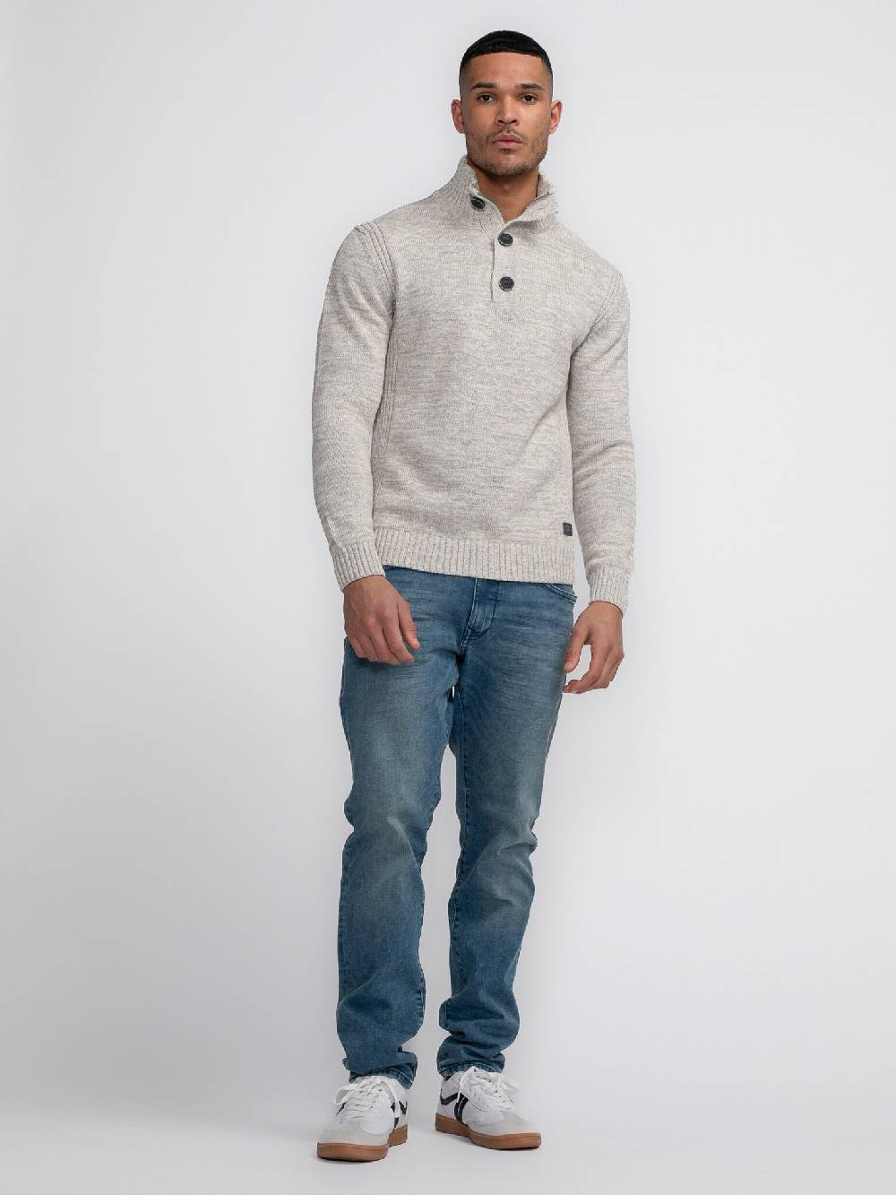 Petrol Industries M-3040-KWC206 Men Knitwear Collar (0009 Antique White) Online Shopping