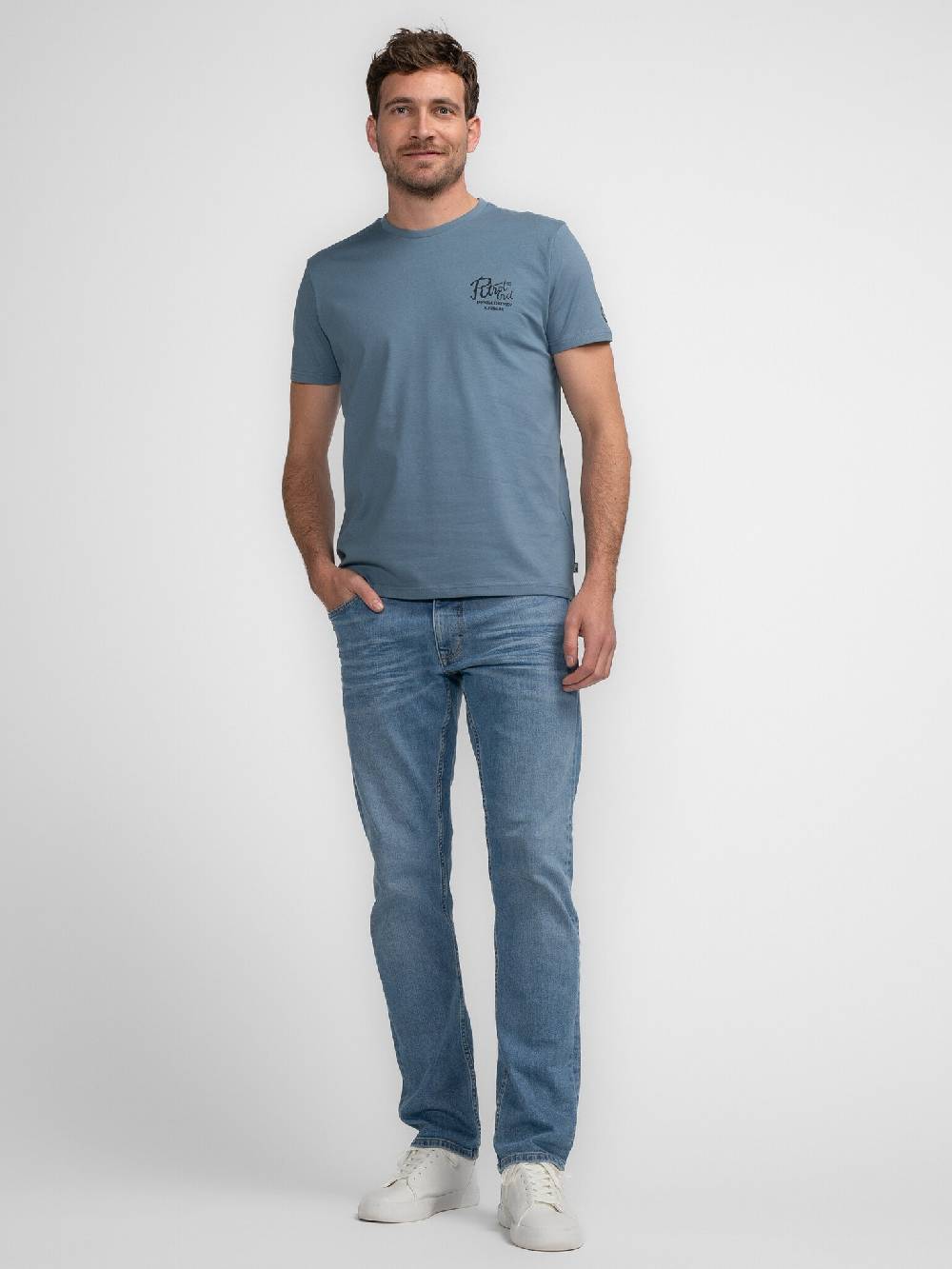 Petrol M-3040-TSR662 Men T-Shirt SS Classic Print (5183 Light Shadow) Weihnachtsangebot
