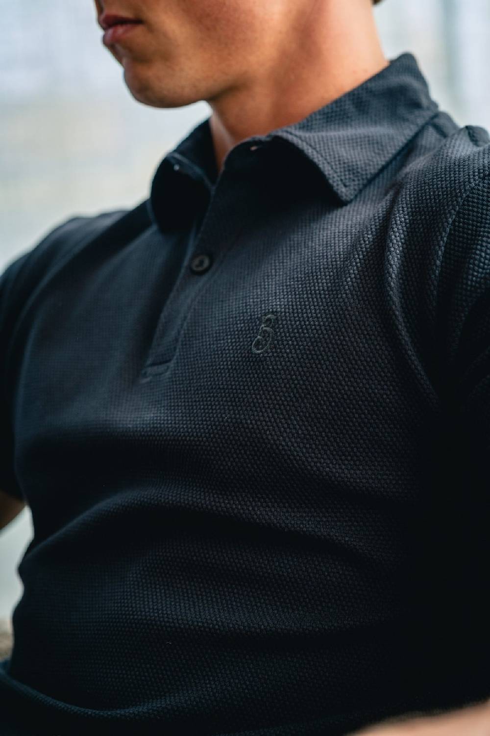 Boogaerts MAX WAFFLE POLO BLACK Lagerräumung