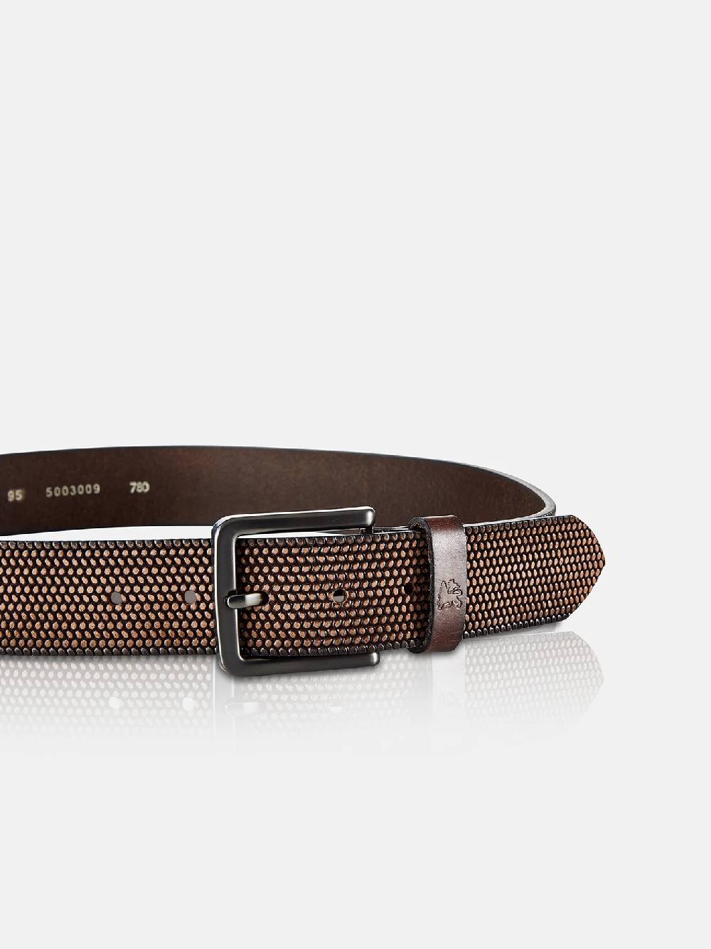 Lerros 5003009 RIEM *LEWIS* VAN BUFFELLEER MET RELIËF (780 DARK BROWN) Nur noch ein Tag übrig