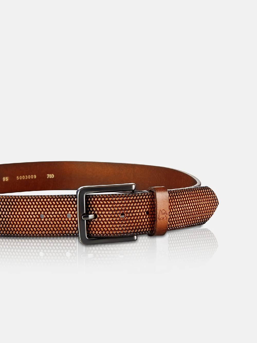 Lerros 5003009 RIEM *LEWIS* VAN BUFFELLEER MET RELIËF (740 COGNAC) Super Rabatt