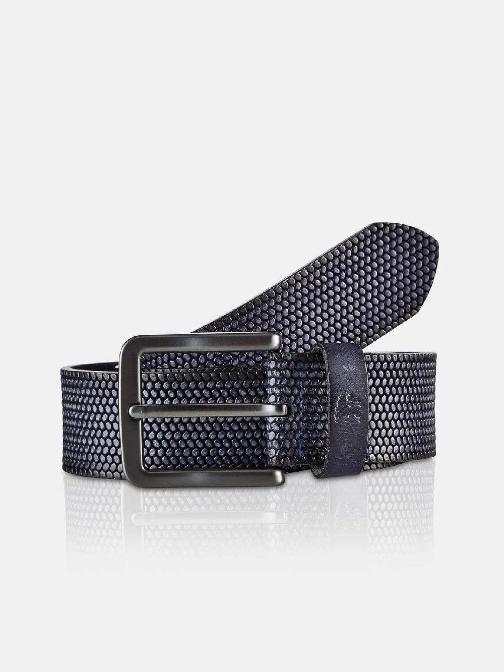 Lerros 5003009 RIEM *LEWIS* VAN BUFFELLEER MET RELIËF (485 CLASSIC NAVY) Riesige Rabatte