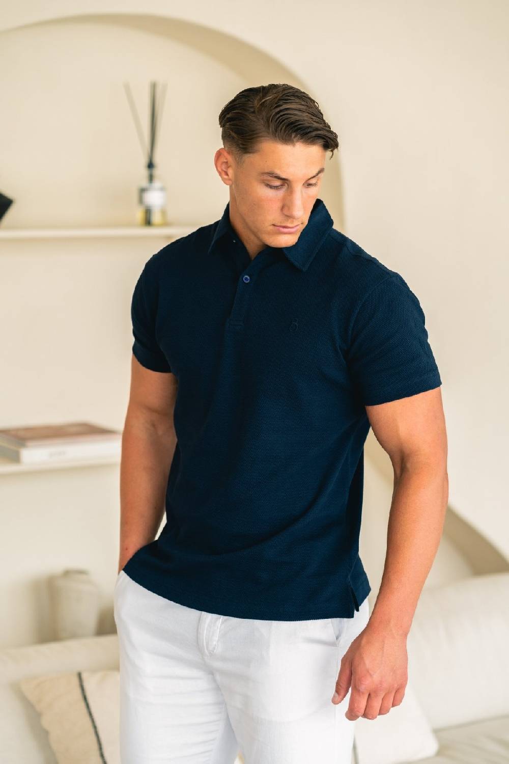 Boogaerts MAX WAFFLE POLO NAVY Neueste Stile