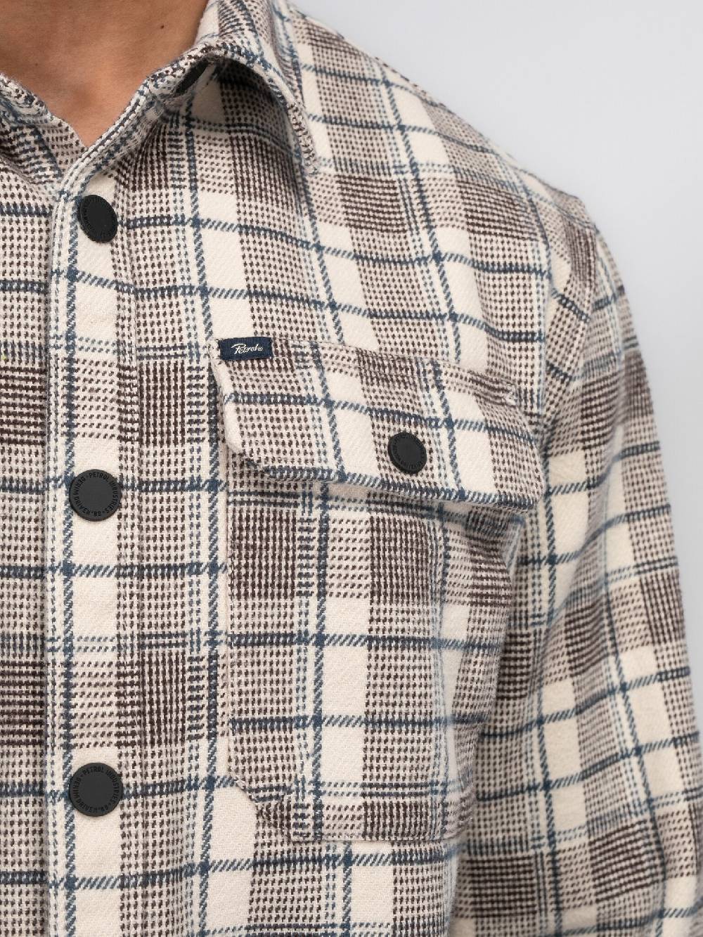 Petrol M-3040-SIL405 Men Shirt Long Sleeve Check (7137 Ecru) Bis zu 50% Rabatt