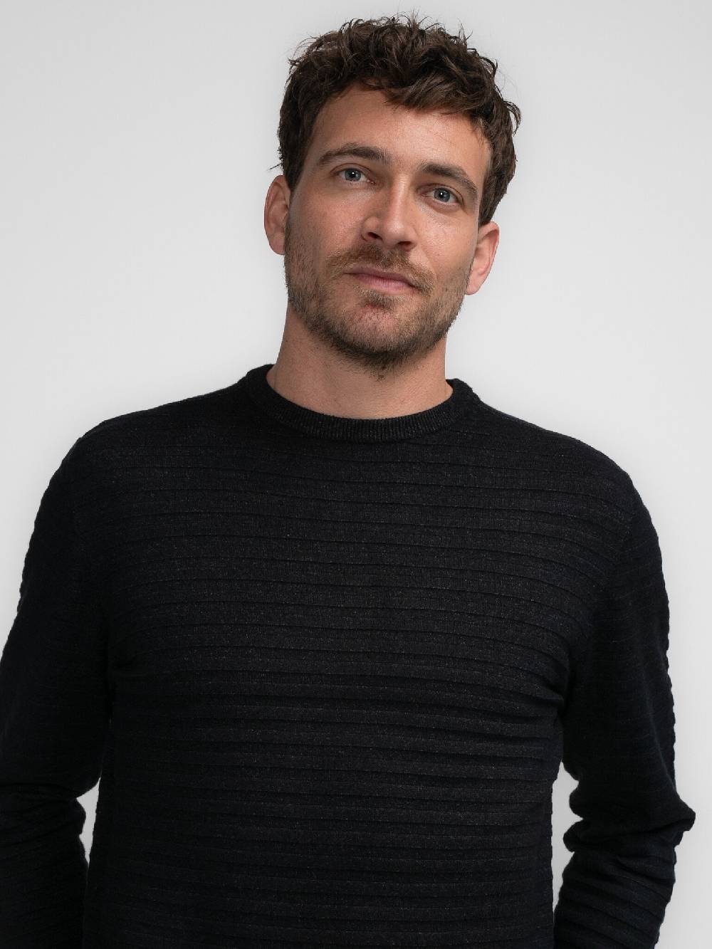 Petrol M-3040-KWR269 Men Knitwear Round Neck Basic (9091 Dark Black) Discount Store für neue Produkte