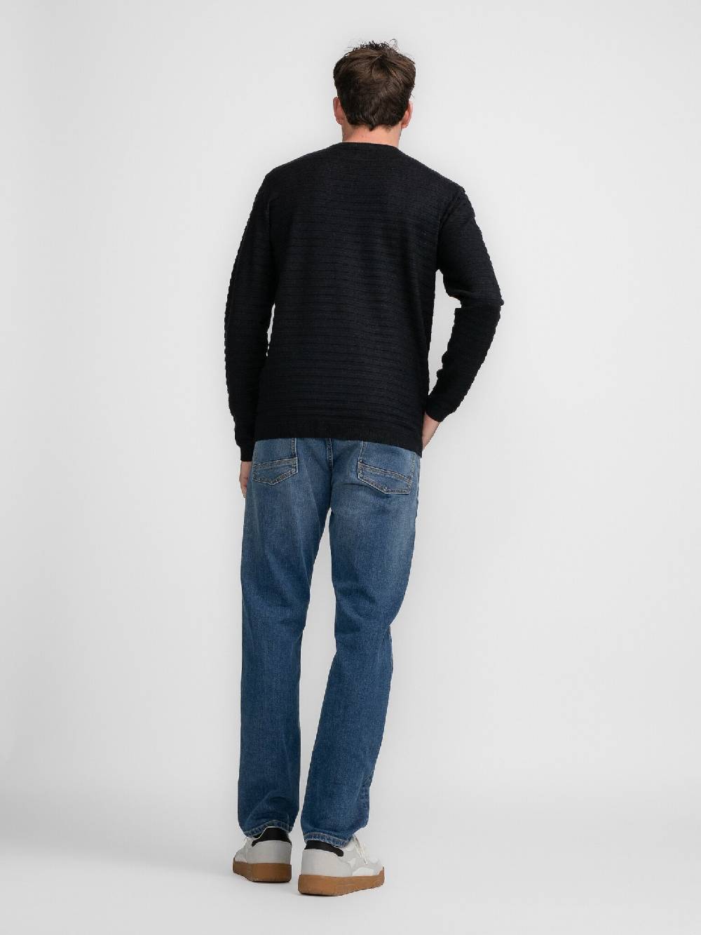 Petrol M-3040-KWR269 Men Knitwear Round Neck Basic (9091 Dark Black) Discount Store für neue Produkte