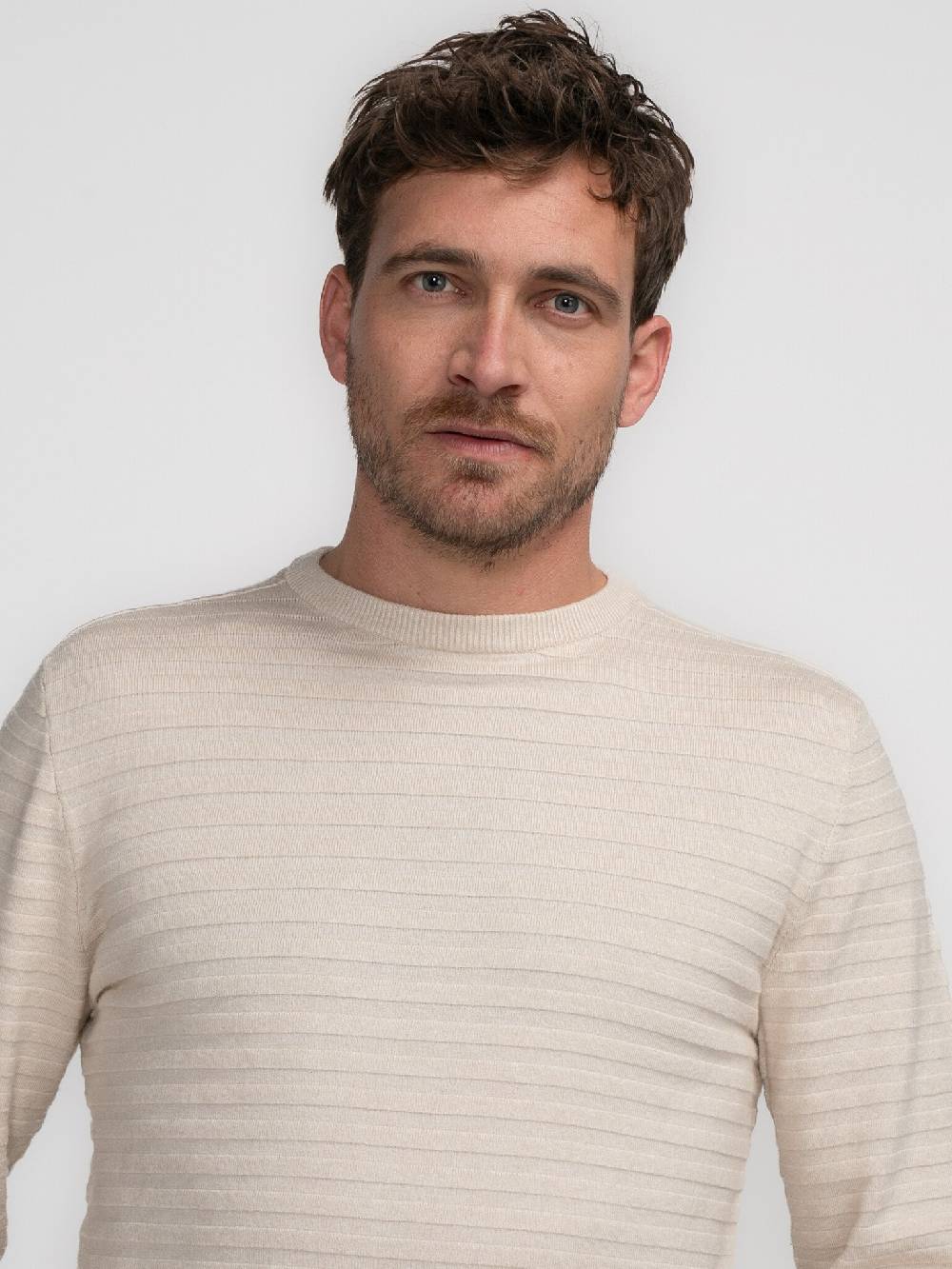 Petrol M-3040-KWR269 Men Knitwear Round Neck Basic (7137 Ecru) Nur noch ein Tag übrig