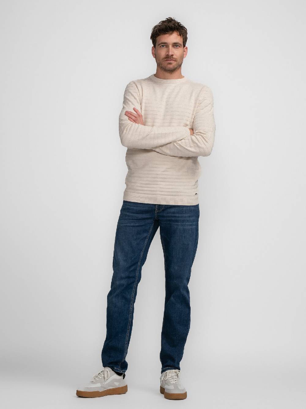 Petrol M-3040-KWR269 Men Knitwear Round Neck Basic (7137 Ecru) Nur noch ein Tag übrig