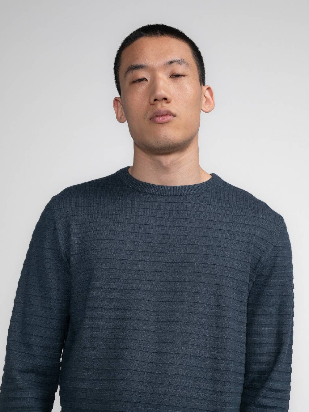 Petrol M-3040-KWR269 Men Knitwear Round Neck Basic (5185 Midnight blue) Riesige Rabatte