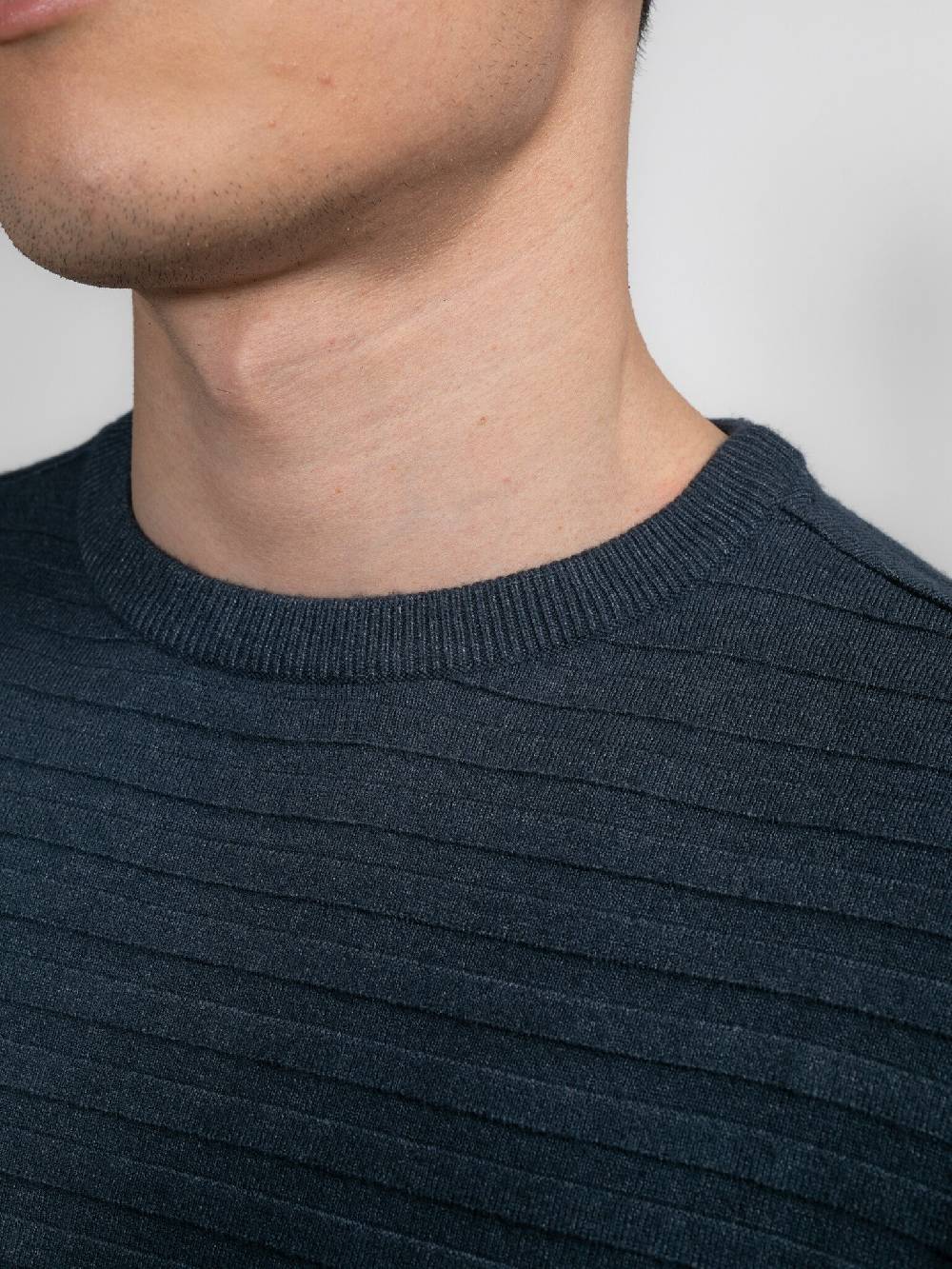 Petrol M-3040-KWR269 Men Knitwear Round Neck Basic (5185 Midnight blue) Riesige Rabatte