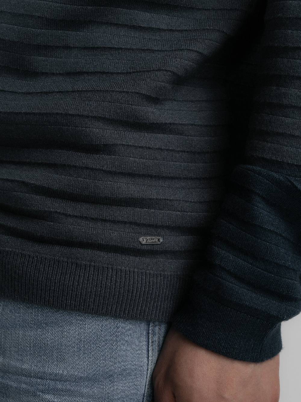Petrol M-3040-KWR269 Men Knitwear Round Neck Basic (5185 Midnight blue) Riesige Rabatte