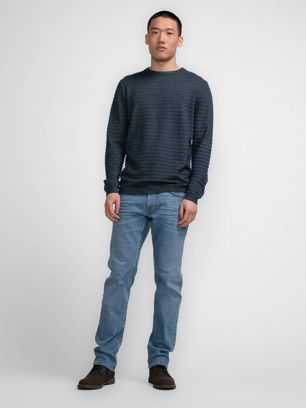 Petrol M-3040-KWR269 Men Knitwear Round Neck Basic (5185 Midnight blue) Riesige Rabatte