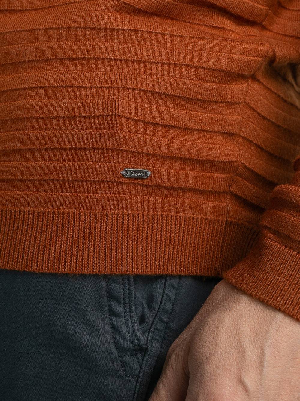 Petrol M-3040-KWR269 Men Knitwear Round Neck Basic (2123 Dark Caramel) 50% Rabatt mit kostenlosem Versand