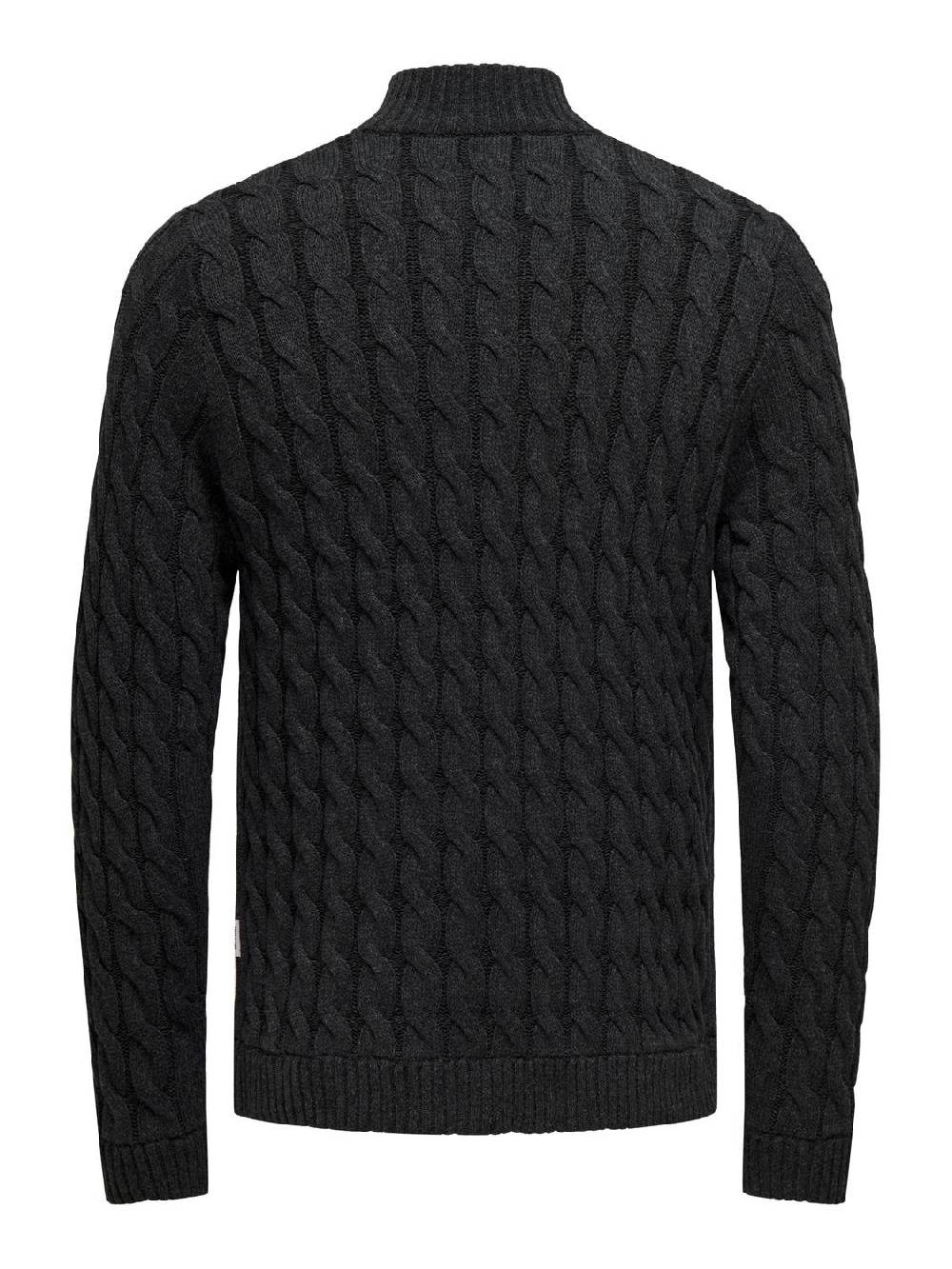 Only & Sons ONSKICKER LIFE REG 3 CABLE HALF ZIP KNIT MAGNET Fabrikladen