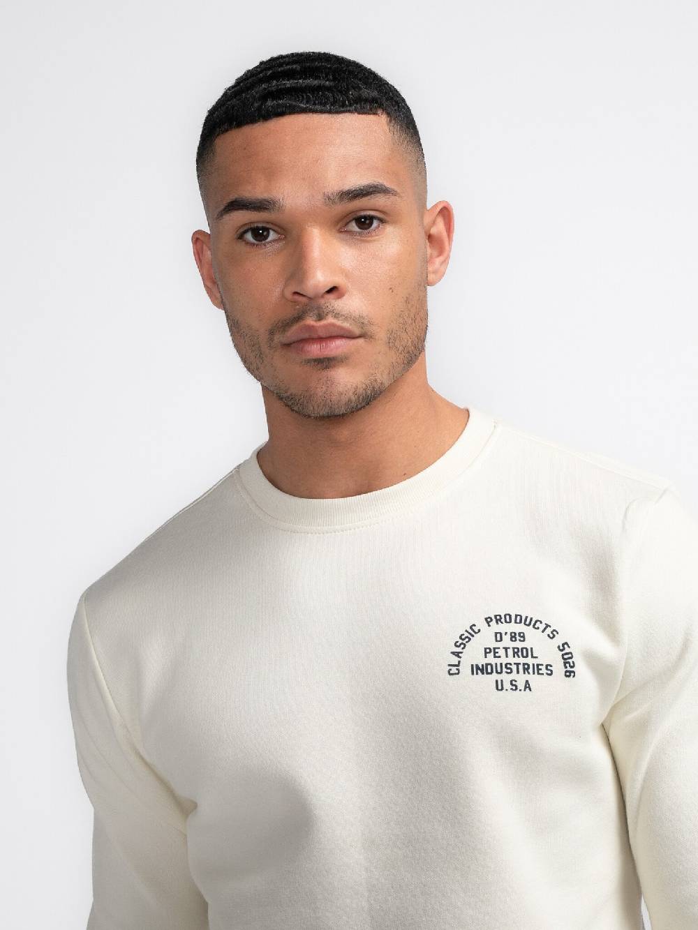 Petrol M-3040-SWR364 Men Sweater Round Neck Print (0007 Antique White) Speichern exportieren