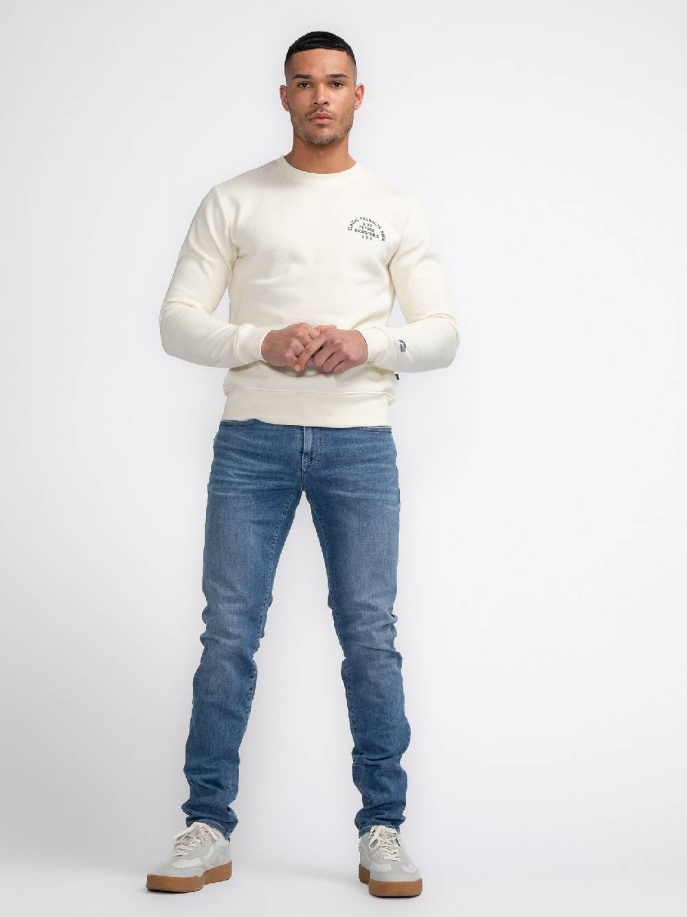 Petrol M-3040-SWR364 Men Sweater Round Neck Print (0007 Antique White) Speichern exportieren