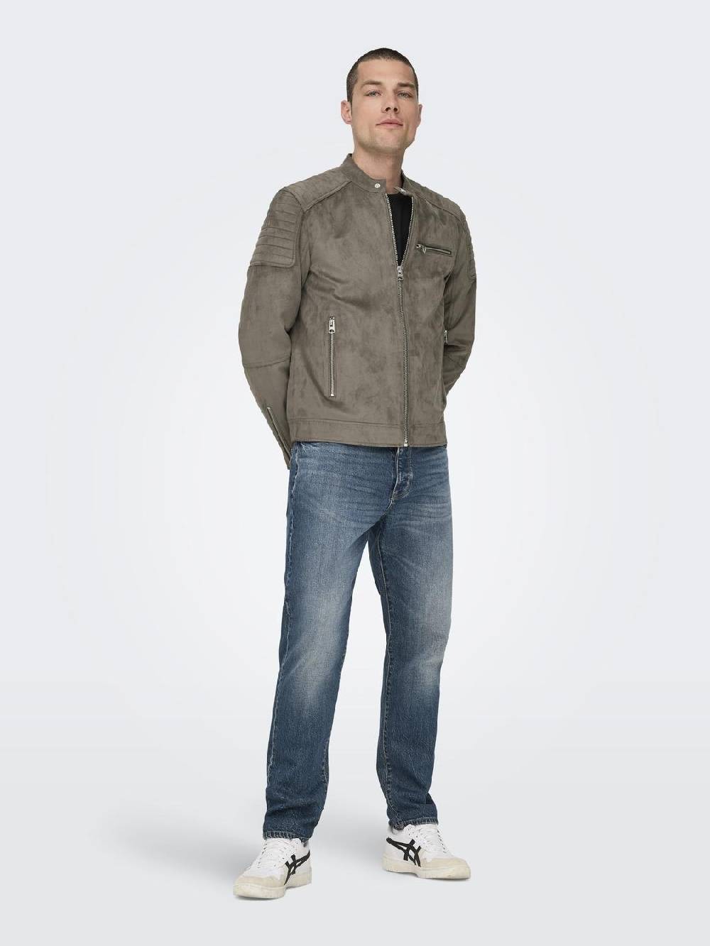 Only & Sons ONSGUS FAUX SUEDE RACER JACKET (Falcon) Flash Sale