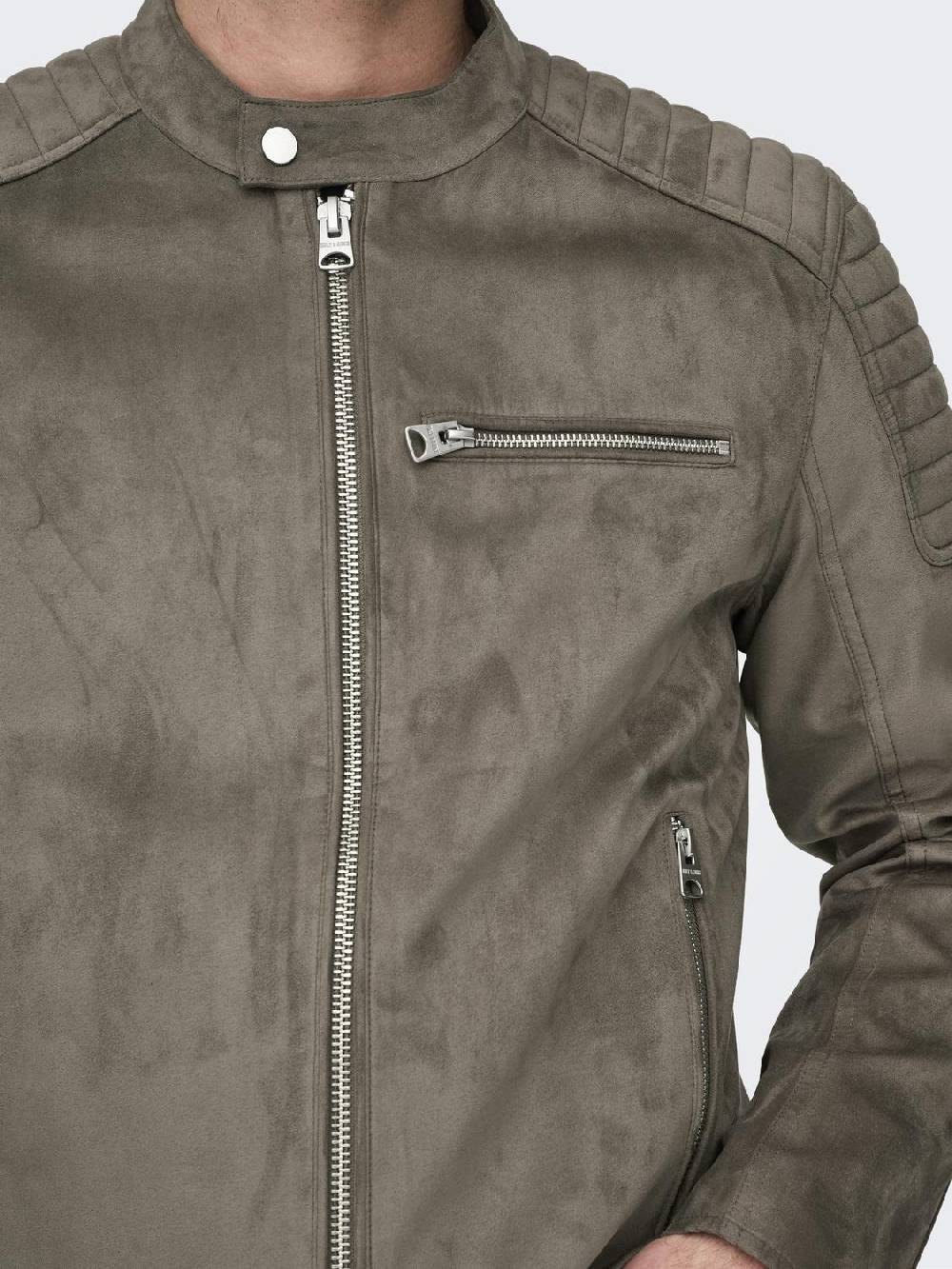 Only & Sons ONSGUS FAUX SUEDE RACER JACKET (Falcon) Flash Sale