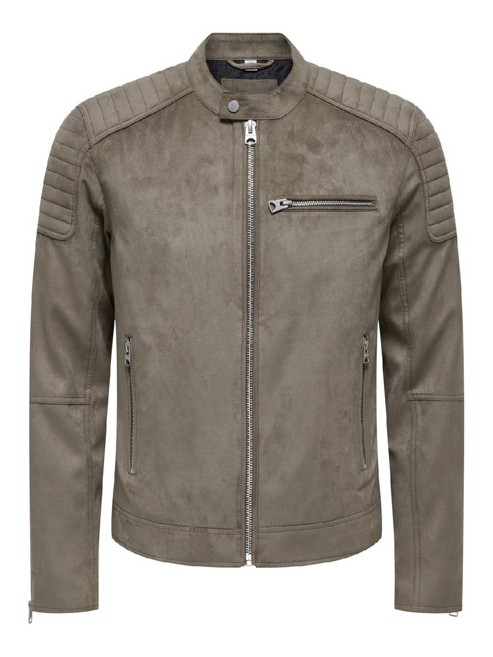 Only & Sons ONSGUS FAUX SUEDE RACER JACKET (Falcon) Flash Sale