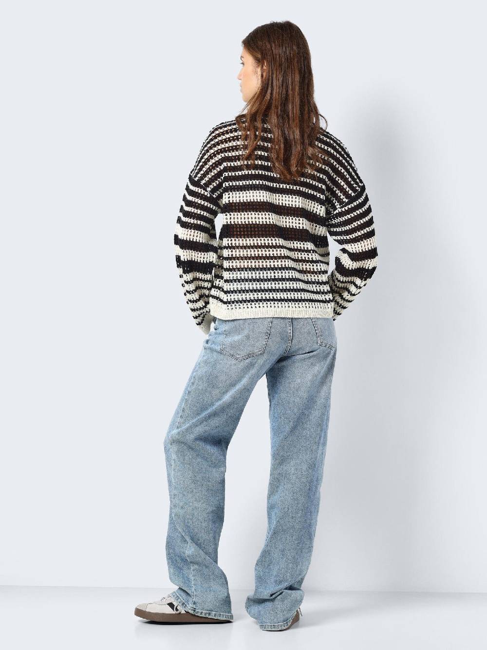 NOISY MAY NMJOLA L/S O-NECK KNT DD EGGNOG/BLACK Begrenzte Freigabe