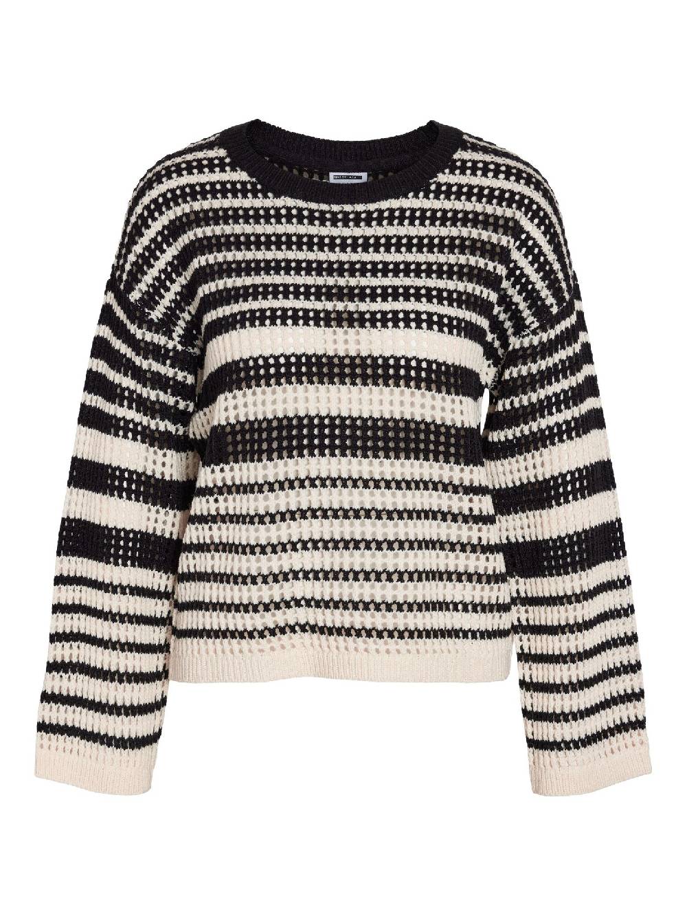 NOISY MAY NMJOLA L/S O-NECK KNT DD EGGNOG/BLACK Begrenzte Freigabe