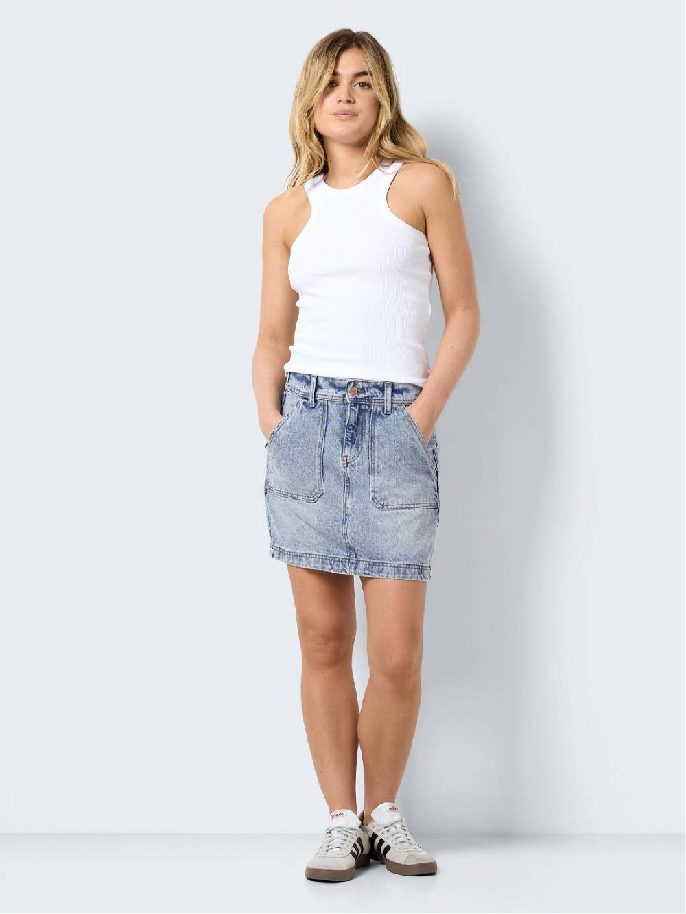 NOISY MAY REGINA HW Denim Skirt (Light Blue Used) Discount Store für neue Produkte