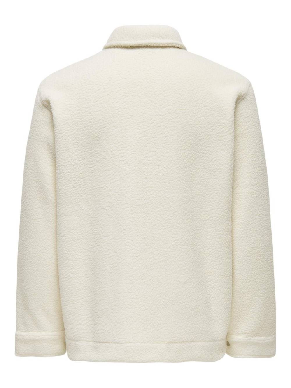 Only & Sons ONSMILIO TEDDY OVERSHIRT SWEAT VD Antique White Neueste Stile