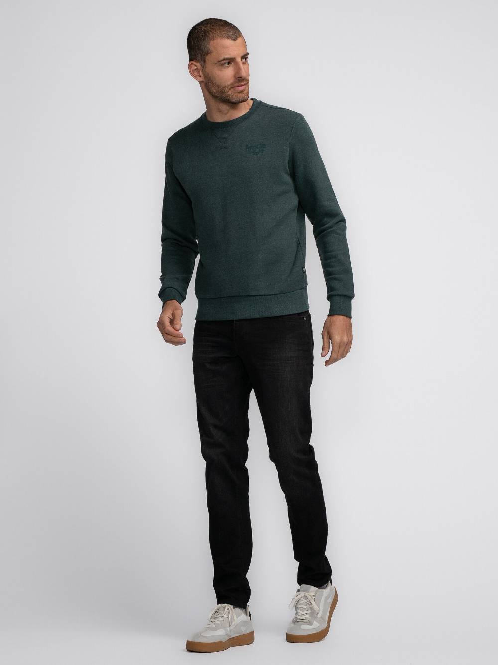 Petrol M-3040-SWR309 MEN SWEATER ROUND NECK PRINT 6089 Bottle Nur noch ein Tag übrig