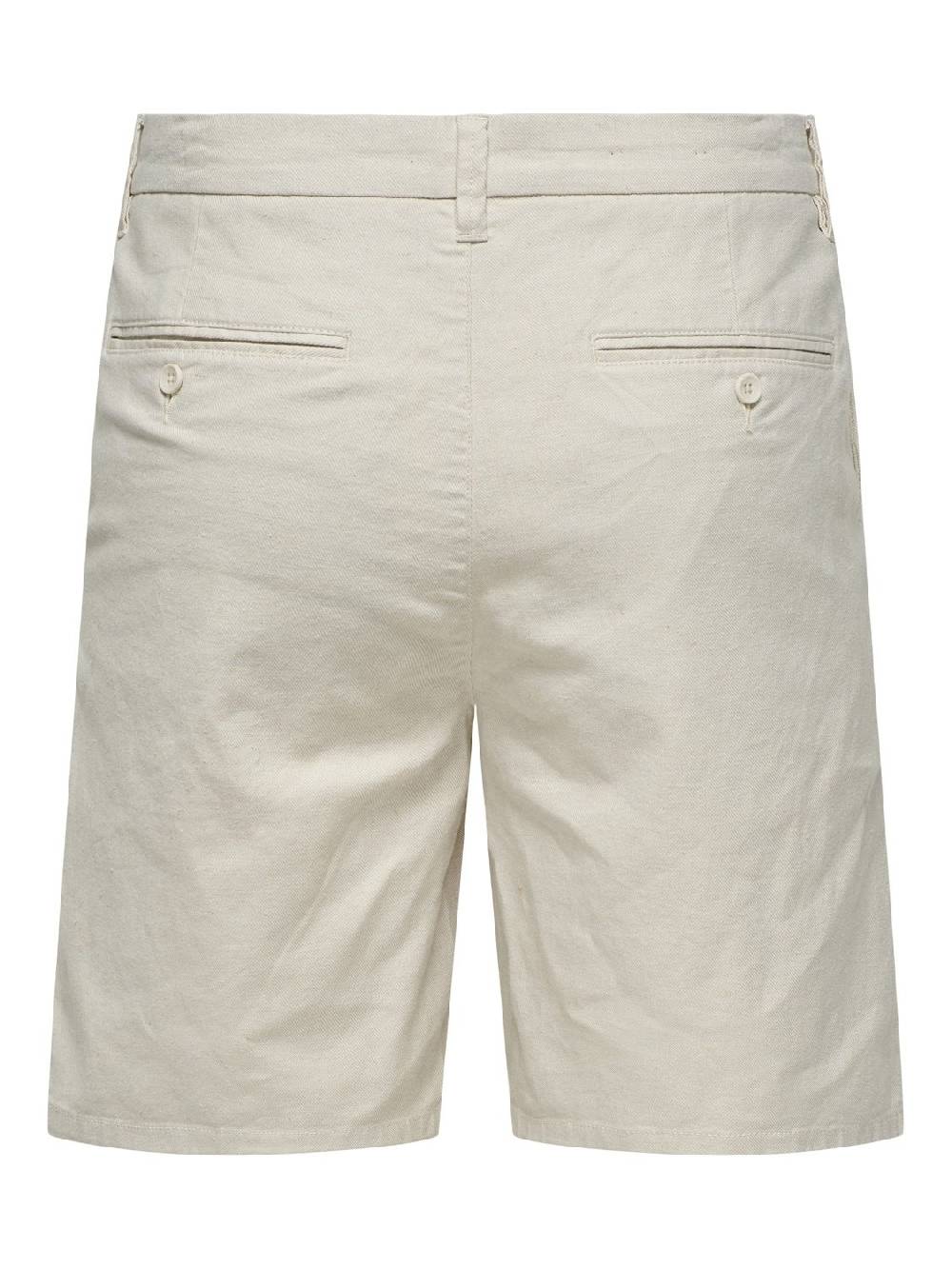 Only & Sons ONSMARK 0011 COTTON LINEN SHORTS NOOS SILVER LINING Outlet