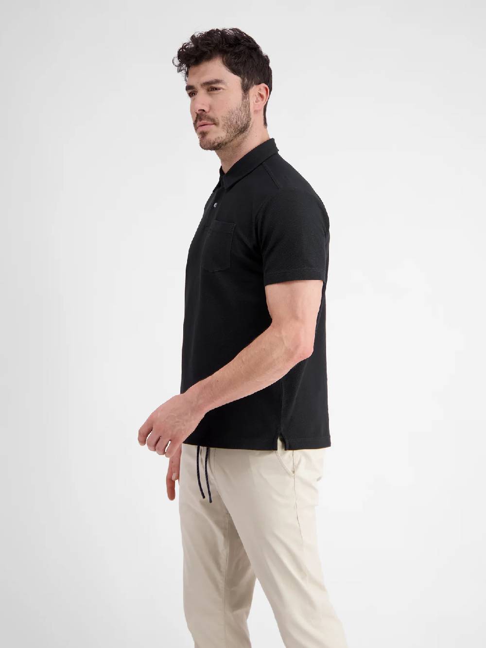 Lerros 2443204 POLOSHIRT IN SPORTIEVE WAFELPIQUÉKWALITEIT (290 BLACK) Super Sparpreis