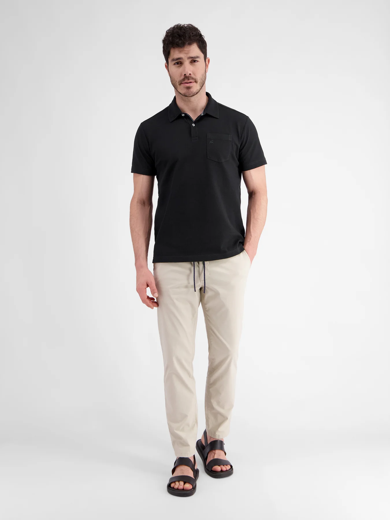 Lerros 2443204 POLOSHIRT IN SPORTIEVE WAFELPIQUÉKWALITEIT (290 BLACK) Super Sparpreis