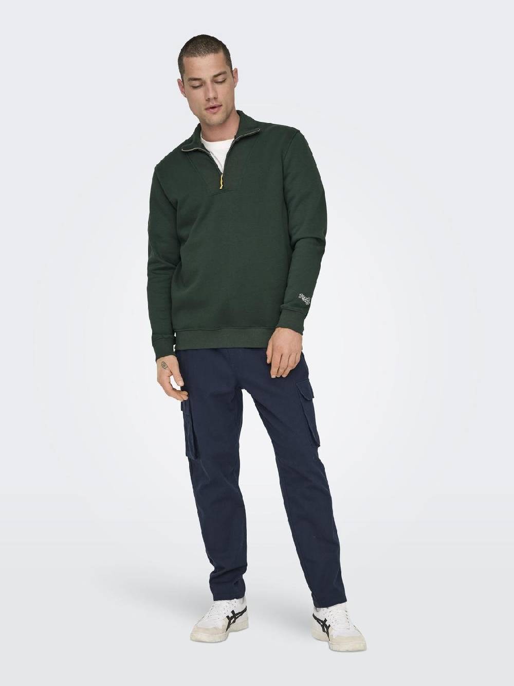 Only & Sons ONSRILEY REG 1/4 ZIP HIGH NECK SWT VD DARKEST SPRUCE Zeitbegrenzte Promotion