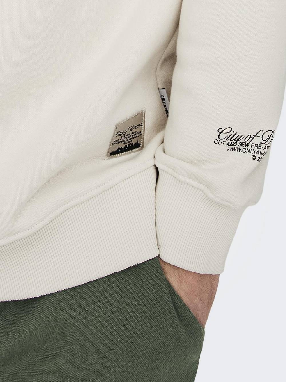 Only & Sons ONSRILEY REG 1/4 ZIP HIGH NECK SWT VD ANTIQUE WHITE Bis zu 50% Rabatt