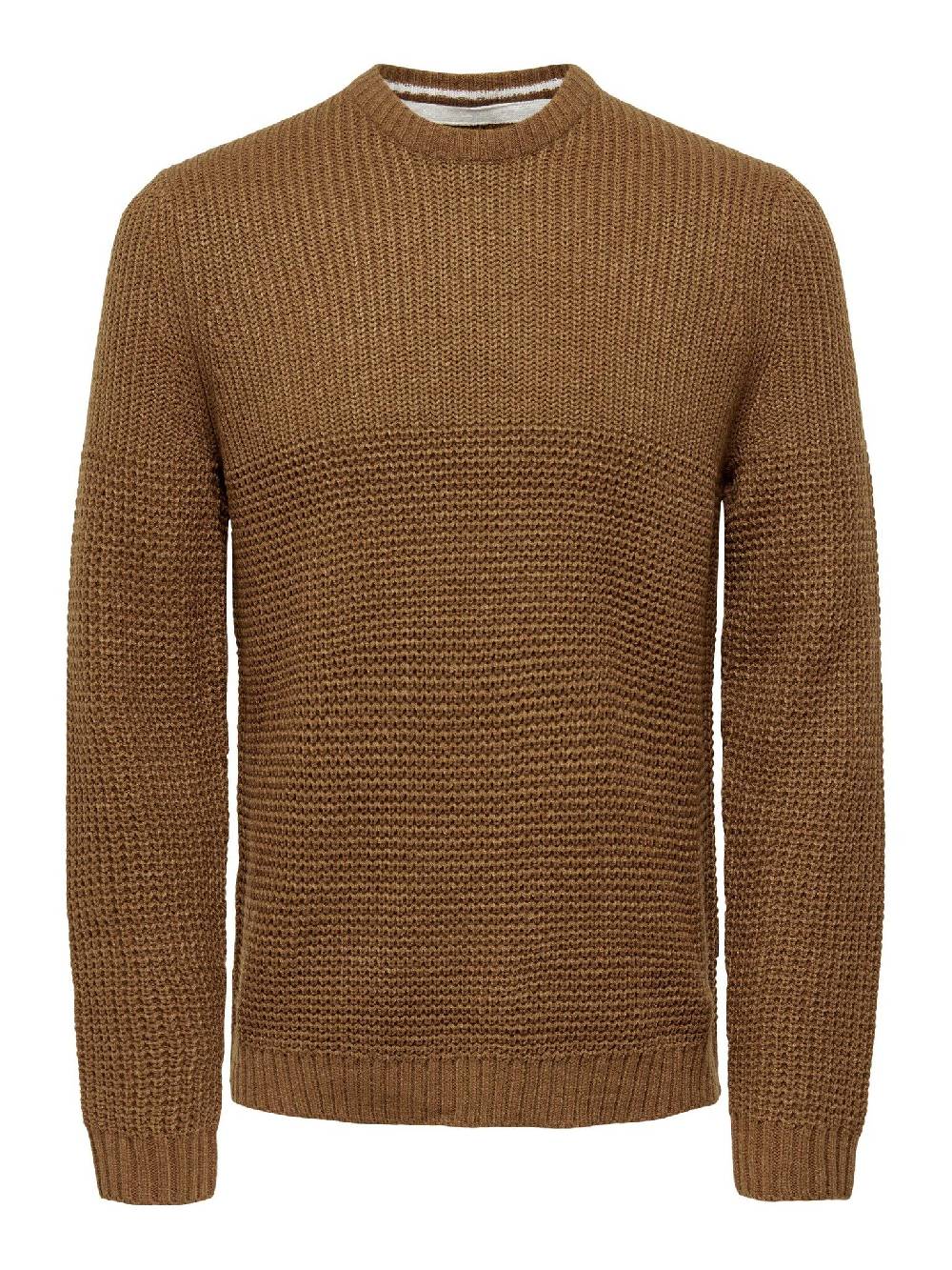 Only & Sons Onsadam 5 Struc Crew Knit (223024 Monks Robe) Tiefpreis