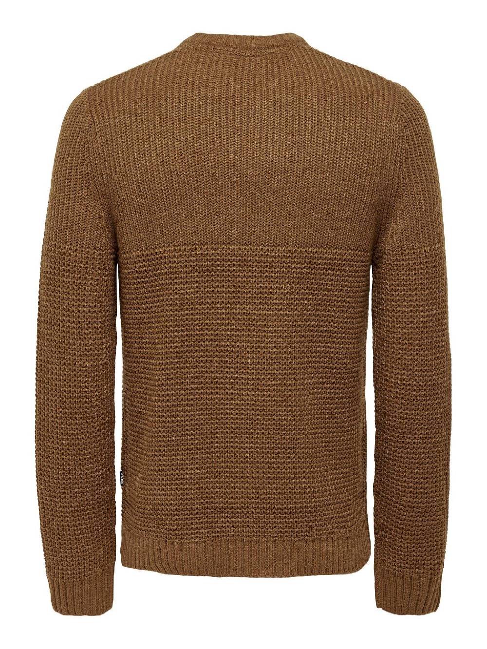Only & Sons Onsadam 5 Struc Crew Knit (223024 Monks Robe) Tiefpreis