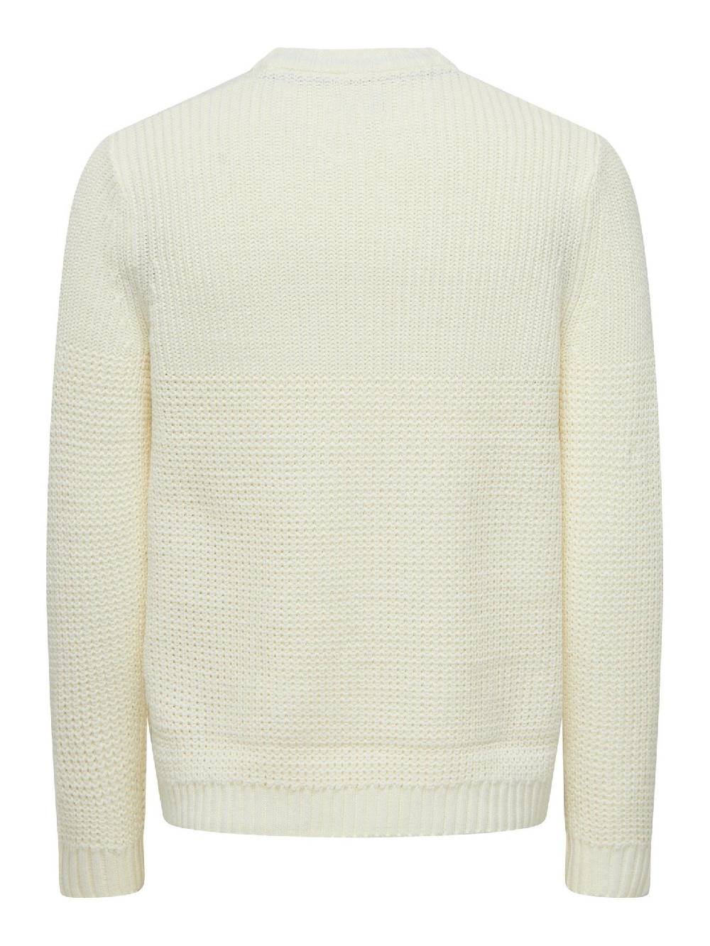 Only & Sons Onsadam 5 Struc Crew Knit (189699 Star White) Super Sparpreis