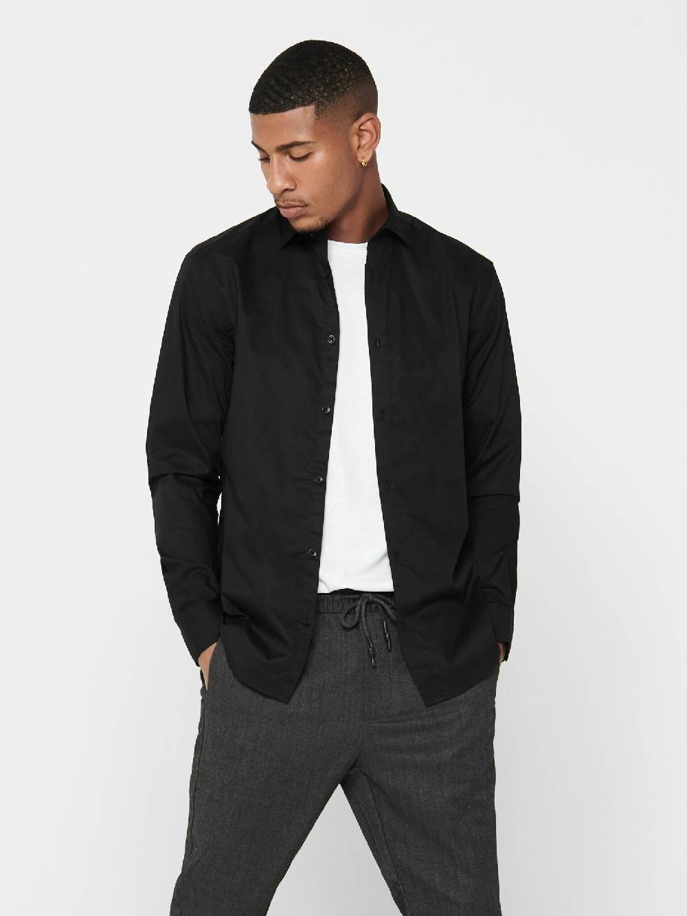 Only & Sons Onssane LS Solid Poplin Shirt (187679 Black) Wochenangebot