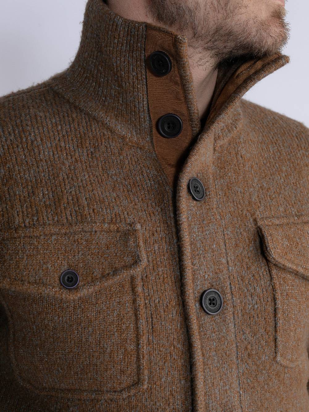 Petrol M-3030-Kwc218 - Men Knitwear Collar Cardigan (7060 Grey Truffle) Letzter Tag