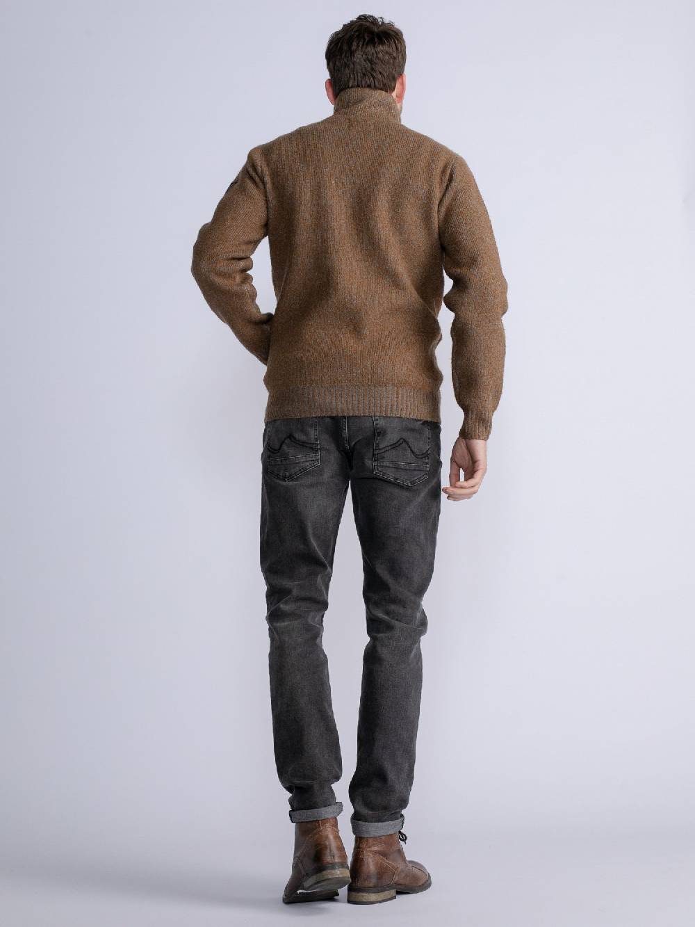 Petrol M-3030-Kwc218 - Men Knitwear Collar Cardigan (7060 Grey Truffle) Letzter Tag